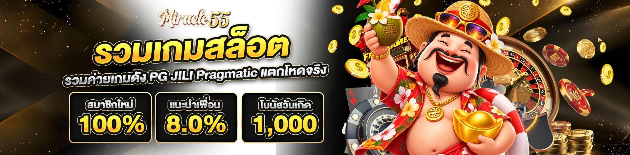 miracle55 สล็อตออนไลน์ รวมค่ายเกมดัง แตกโหดจริง